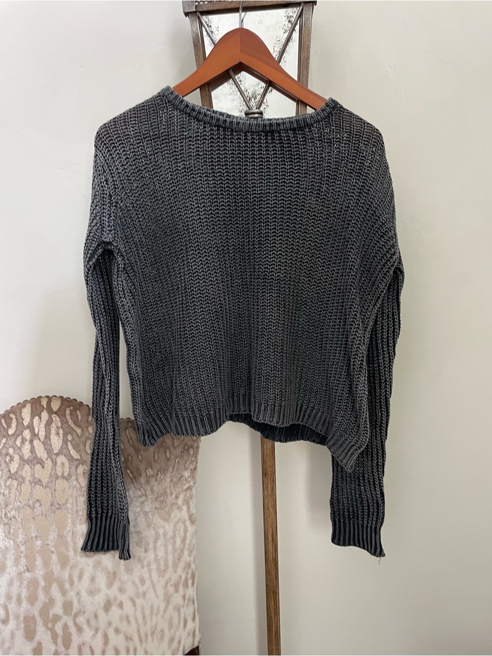 Miu Miu Charcoal Gray Scoop Neck Knit Sweater